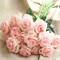 Amzali 10PCS Artificial Flowers, Silk Artificial Rose Flowers Real Looking Blush Flower Home Decorations for Bridal Wedding Bouquet, Birthday Flowers Bunch Hotel Party Garden Floral Decor (Pink)